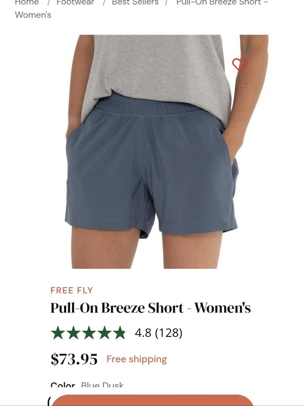 Free Fly Women’s Pull-On Breeze Shorts Slate Blue Size Medium - Picture 7 of 7